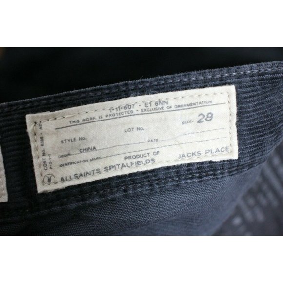 AllSaints Mens 28 (30.5) x 32 Corduane Iggy Corduroy Button Fly Pants - Picture 8 of 10